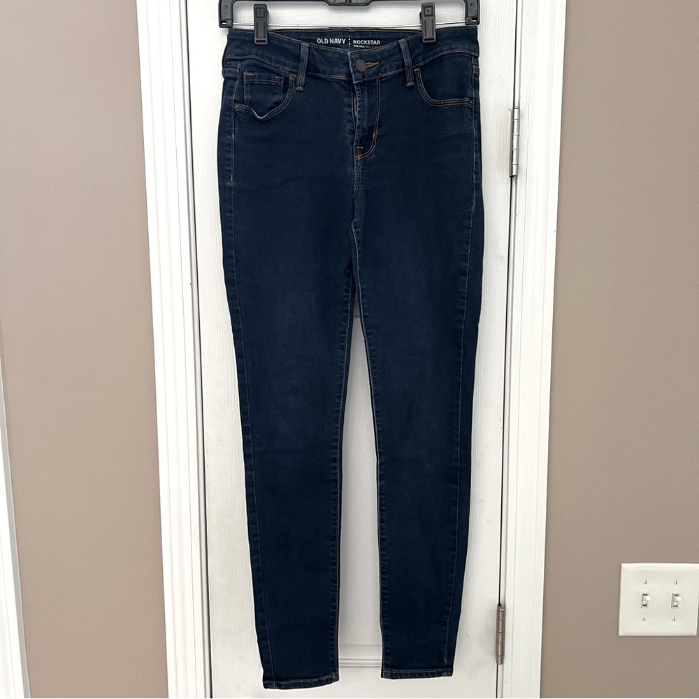 Old Navy Rockstar Mid Rise Blue Skinny Jeans Size 2 Regular